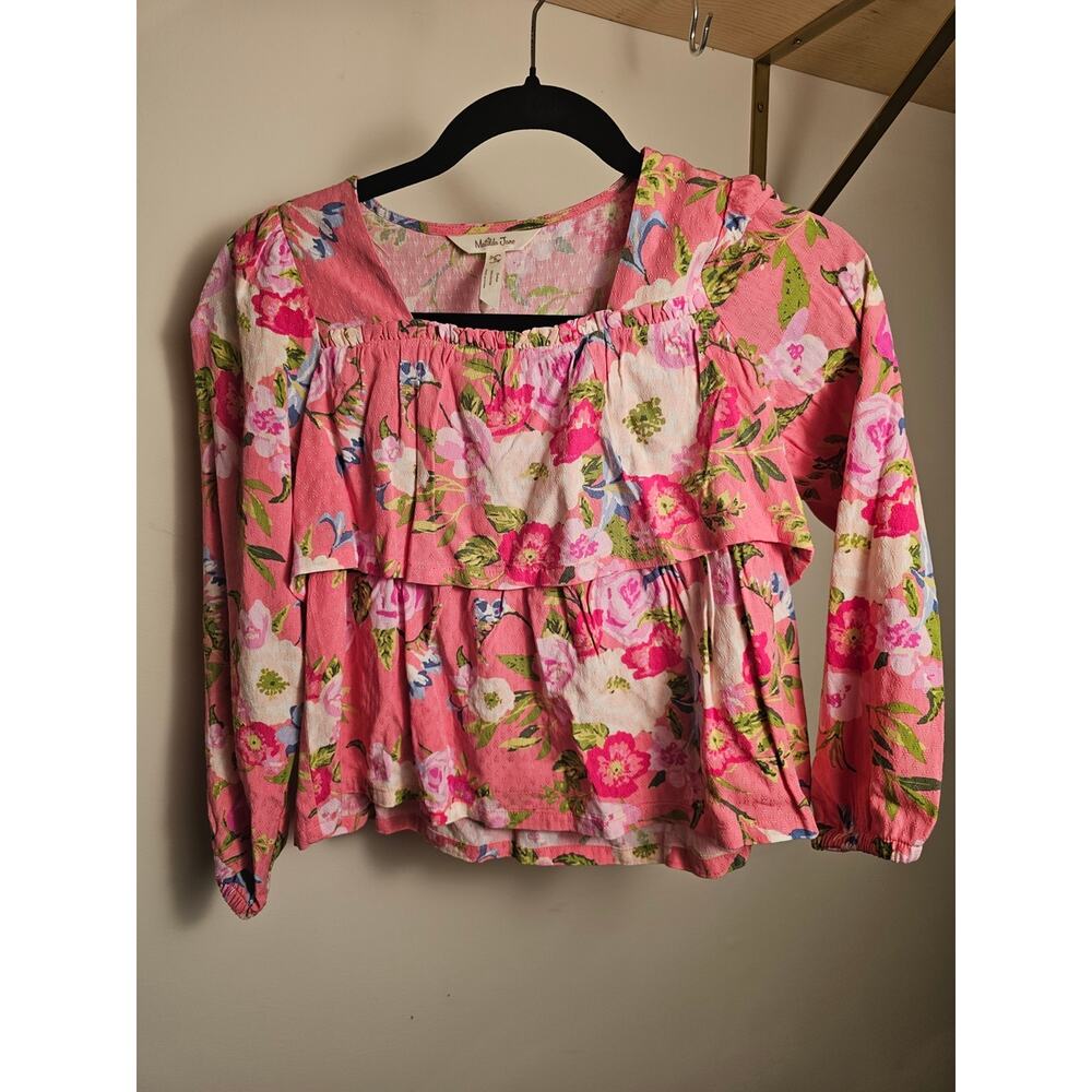 Matilda Jane Pink Floral Ruffle Peasant Top